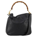 GUCCI Bamboo Hand Bag Leather 2way Black Gold 001 1638 2615 Auth 197140-1