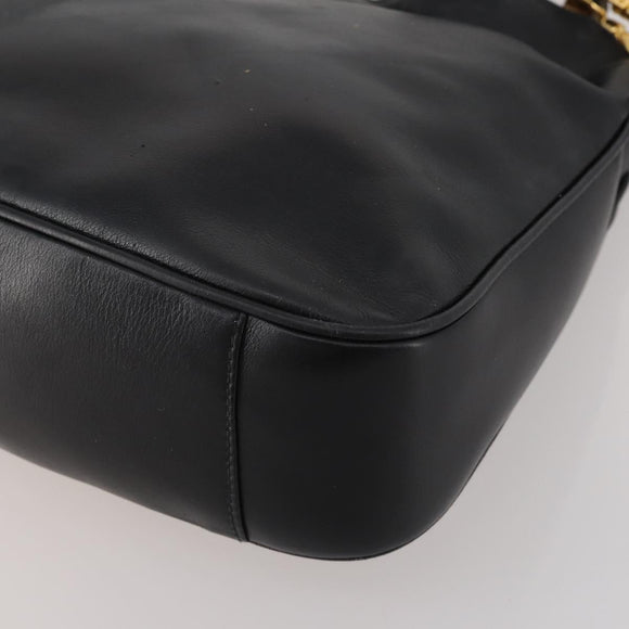 GUCCI Bamboo Hand Bag Leather 2way Black Gold 001 1638 2615 Auth 197140