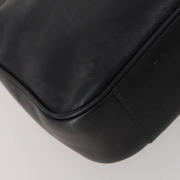GUCCI Bamboo Hand Bag Leather 2way Black Gold 001 1638 2615 Auth 197140