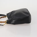 GUCCI Bamboo Hand Bag Leather 2way Black Gold 001 1638 2615 Auth 197140-4