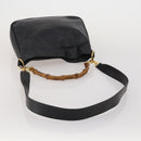 GUCCI Bamboo Hand Bag Leather 2way Black Gold 001 1638 2615 Auth 197140-7