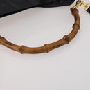 GUCCI Bamboo Hand Bag Leather 2way Black Gold 001 1638 2615 Auth 197140-8