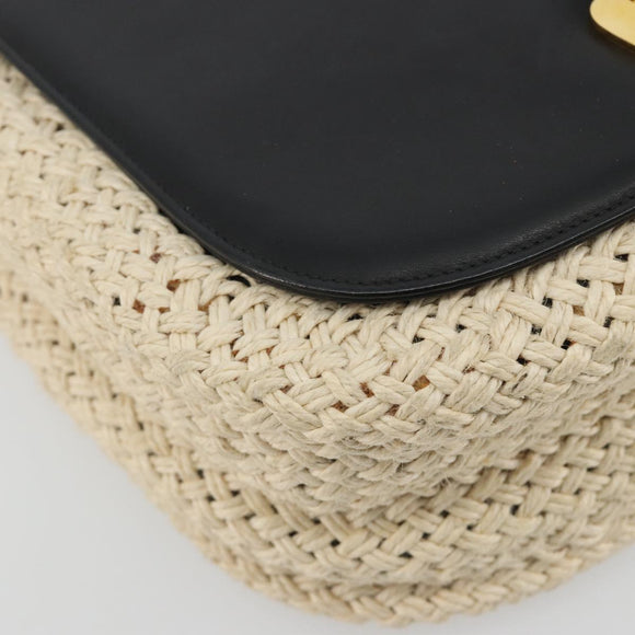 Salvatore Ferragamo Shoulder Bag Leather Black Gold Auth 197141