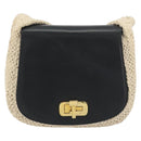 Salvatore Ferragamo Shoulder Bag Leather Black Gold Auth 197141-2