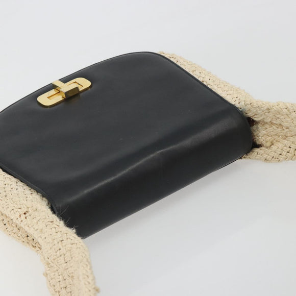 Salvatore Ferragamo Shoulder Bag Leather Black Gold Auth 197141