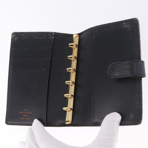 LOUIS VUITTON Epi Agenda PM Day Planner Cover Black R20092 LV Auth 197148