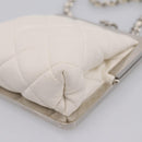 CHANEL Matelasse Chain Shoulder Pouch Lamb Skin White Silver CC Auth 197151M-14