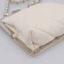 CHANEL Matelasse Chain Shoulder Pouch Lamb Skin White Silver CC Auth 197151M-15