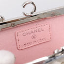 CHANEL Matelasse Chain Shoulder Pouch Lamb Skin White Silver CC Auth 197151M-10