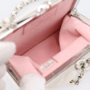 CHANEL Matelasse Chain Shoulder Pouch Lamb Skin White Silver CC Auth 197151M-11