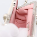 CHANEL Matelasse Chain Shoulder Pouch Lamb Skin White Silver CC Auth 197151M-17