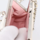 CHANEL Matelasse Chain Shoulder Pouch Lamb Skin White Silver CC Auth 197151M-18