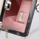 CHANEL Matelasse Chain Shoulder Pouch Lamb Skin White Silver CC Auth 197151M-12