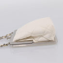 CHANEL Matelasse Chain Shoulder Pouch Lamb Skin White Silver CC Auth 197151M-3