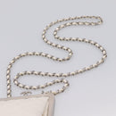 CHANEL Matelasse Chain Shoulder Pouch Lamb Skin White Silver CC Auth 197151M-8