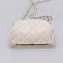 CHANEL Matelasse Chain Shoulder Pouch Lamb Skin White Silver CC Auth 197151M-5