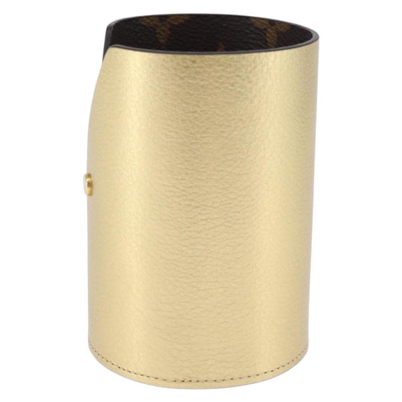 LOUIS VUITTON Monogram Pocrayon Gaston Pen Case Gold LV Auth 197153A
