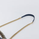 CHANEL Matelasse Chain Shoulder Bag Leather 2way Navy Gold CC Auth 197156V-15
