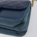 CHANEL Matelasse Chain Shoulder Bag Leather 2way Navy Gold CC Auth 197156V-16