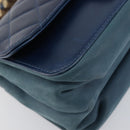 CHANEL Matelasse Chain Shoulder Bag Leather 2way Navy Gold CC Auth 197156V-17
