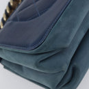 CHANEL Matelasse Chain Shoulder Bag Leather 2way Navy Gold CC Auth 197156V-19