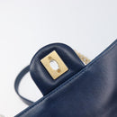 CHANEL Matelasse Chain Shoulder Bag Leather 2way Navy Gold CC Auth 197156V-22