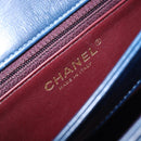 CHANEL Matelasse Chain Shoulder Bag Leather 2way Navy Gold CC Auth 197156V-23