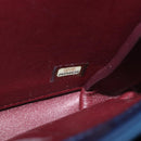 CHANEL Matelasse Chain Shoulder Bag Leather 2way Navy Gold CC Auth 197156V-11