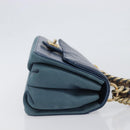 CHANEL Matelasse Chain Shoulder Bag Leather 2way Navy Gold CC Auth 197156V-3