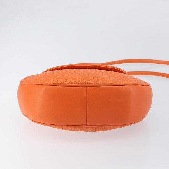 BALLY Hand Bag Leather 2way Orange Gold Auth 197157A
