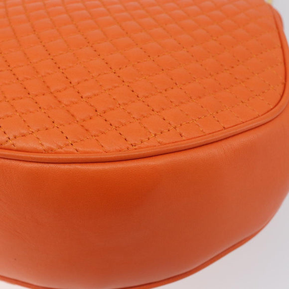 BALLY Hand Bag Leather 2way Orange Gold Auth 197157A
