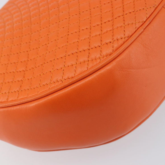 BALLY Hand Bag Leather 2way Orange Gold Auth 197157A