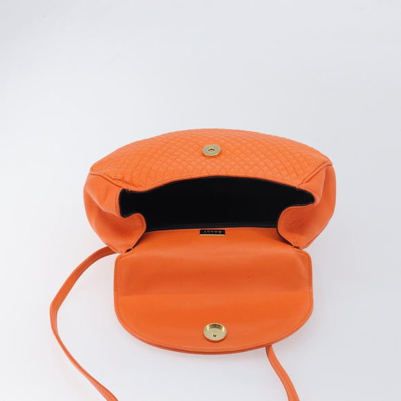 BALLY Hand Bag Leather 2way Orange Gold Auth 197157A