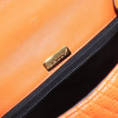 BALLY Hand Bag Leather 2way Orange Gold Auth 197157A-19
