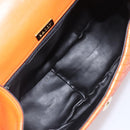BALLY Hand Bag Leather 2way Orange Gold Auth 197157A-11