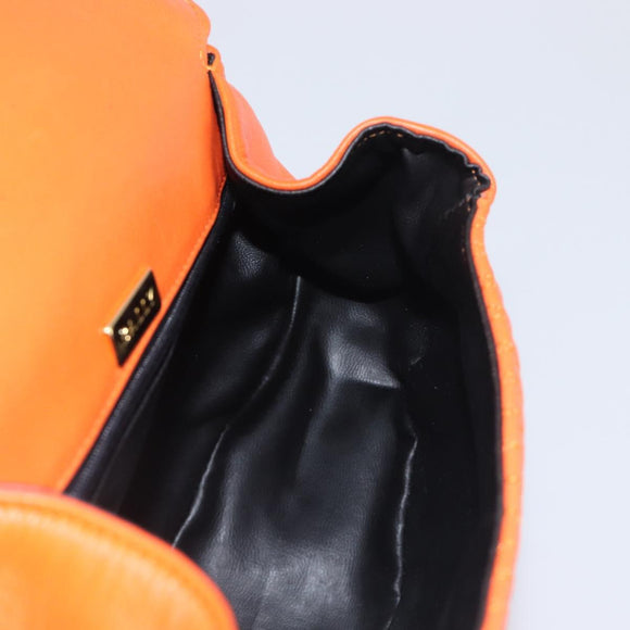BALLY Hand Bag Leather 2way Orange Gold Auth 197157A