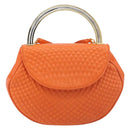 BALLY Hand Bag Leather 2way Orange Gold Auth 197157A-13