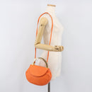 BALLY Hand Bag Leather 2way Orange Gold Auth 197157A-24