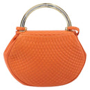BALLY Hand Bag Leather 2way Orange Gold Auth 197157A-2