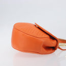 BALLY Hand Bag Leather 2way Orange Gold Auth 197157A-3