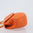 BALLY Hand Bag Leather 2way Orange Gold Auth 197157A-4