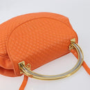 BALLY Hand Bag Leather 2way Orange Gold Auth 197157A-6
