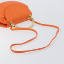 BALLY Hand Bag Leather 2way Orange Gold Auth 197157A-9