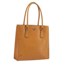 PRADA Hand Bag Leather 2way Beige Silver Auth 197158-1
