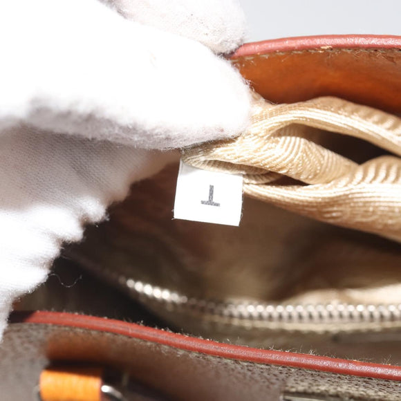 PRADA Hand Bag Leather 2way Beige Silver Auth 197158