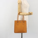 PRADA Hand Bag Leather 2way Beige Silver Auth 197158-24