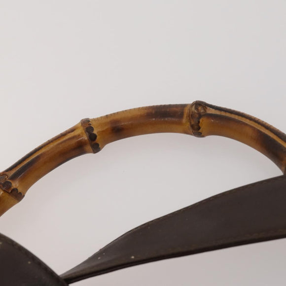 GUCCI Bamboo Shoulder Bag Leather 2way Brown Gold 001 3444 1638 Auth 197159
