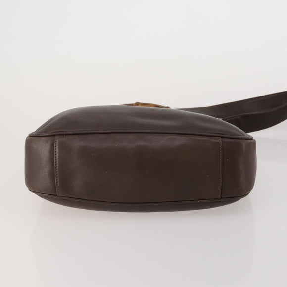 GUCCI Bamboo Shoulder Bag Leather 2way Brown Gold 001 3444 1638 Auth 197159