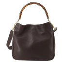 GUCCI Bamboo Shoulder Bag Leather 2way Brown Gold 001 3444 1638 Auth 197159-2