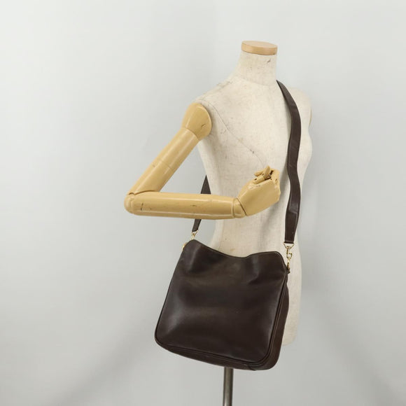 GUCCI Bamboo Shoulder Bag Leather 2way Brown Gold 001 3444 1638 Auth 197159